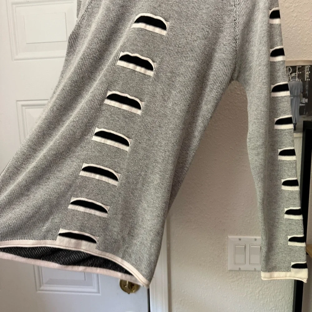 SPAZIO grey‎ slim fit crew neck long sleeve pullover sweater